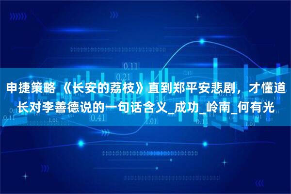 申捷策略 《长安的荔枝》直到郑平安悲剧，才懂道长对李善德说的一句话含义_成功_岭南_何有光