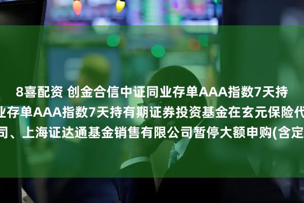 8喜配资 创金合信中证同业存单AAA指数7天持有期: 创金合信中证同业存单AAA指数7天持有期证券投资基金在玄元保险代理有限公司、上海证达通基金销售有限公司暂停大额申购(含定期定额投资)、大额转换转入业务的公告