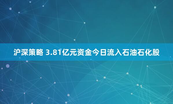 沪深策略 3.81亿元资金今日流入石油石化股
