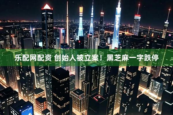 乐配网配资 创始人被立案！黑芝麻一字跌停